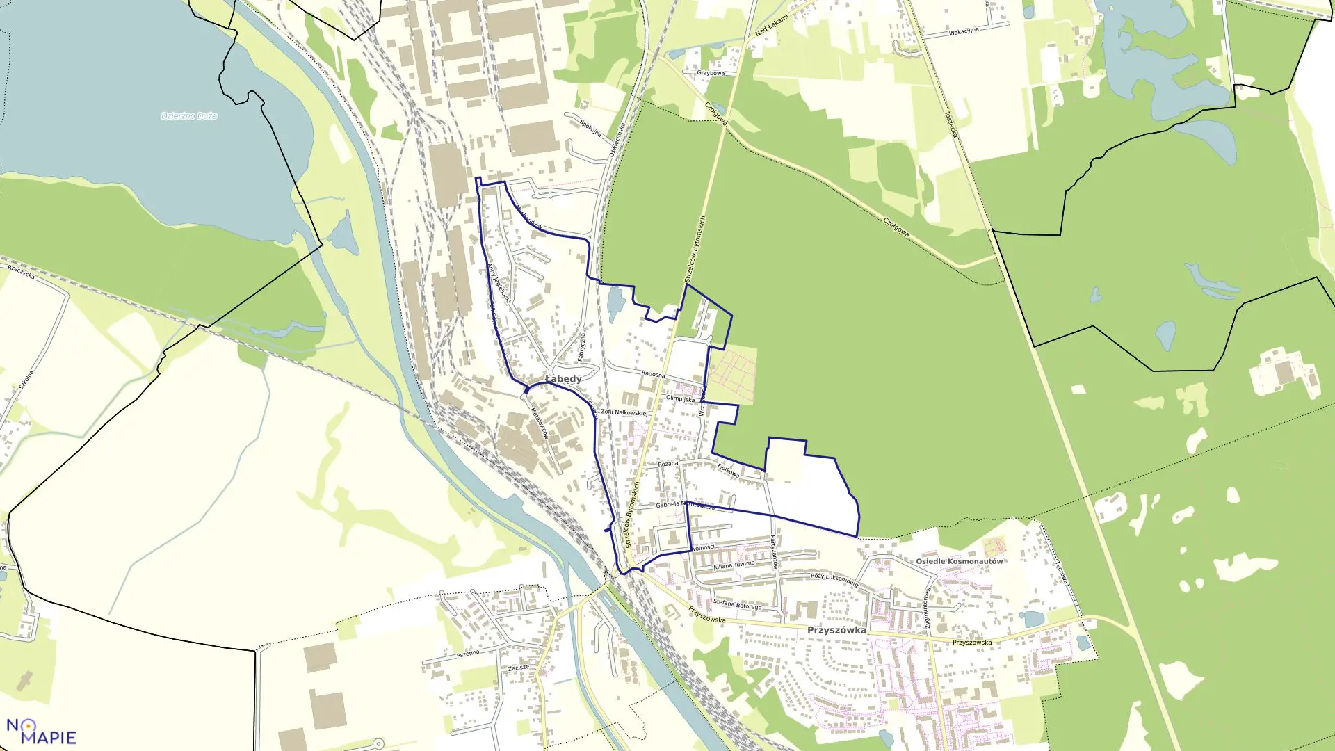 Mapa obrębu Łabędy w mieście Gliwice