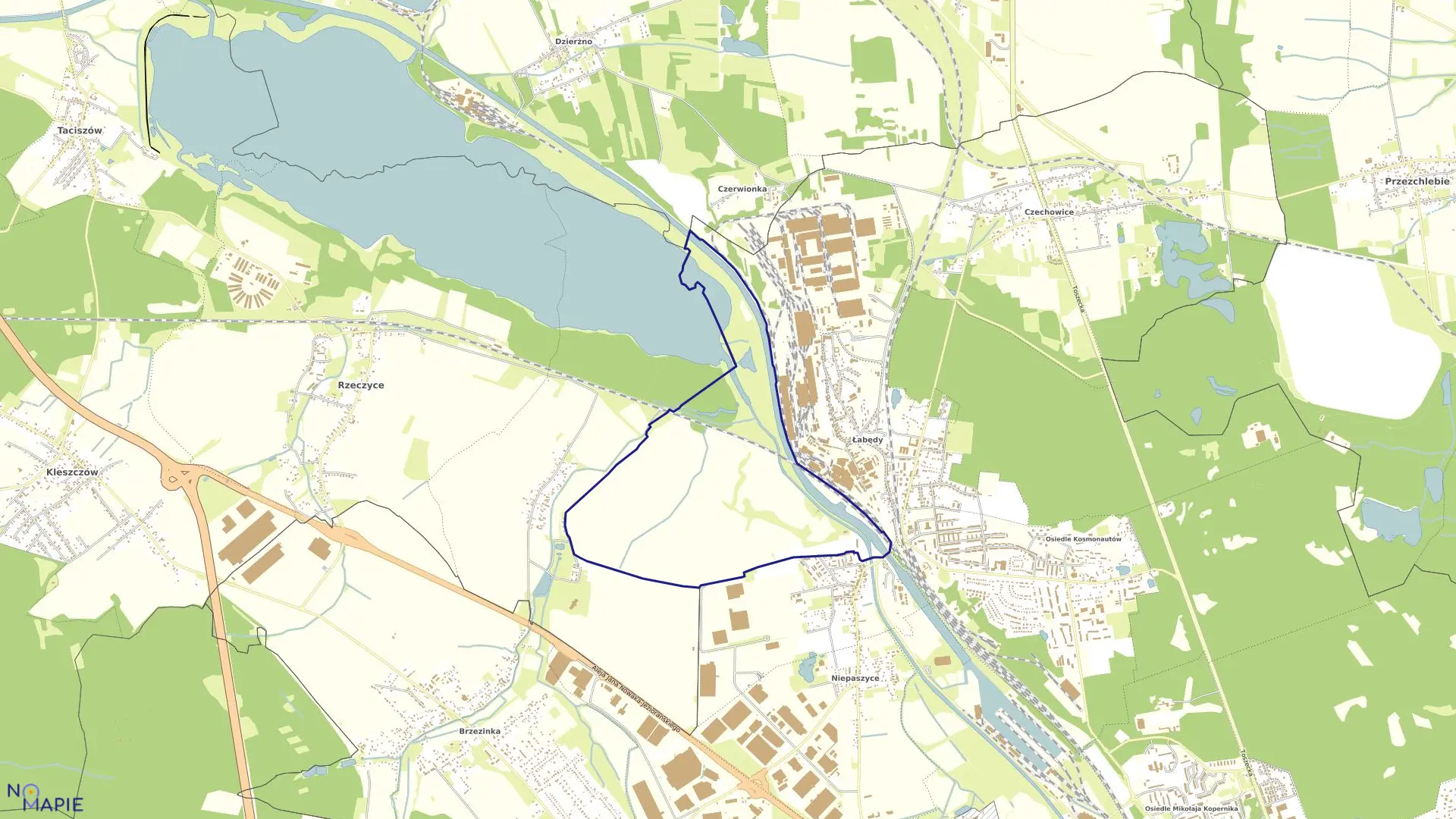 Mapa obrębu Łabędzkie Pola w mieście Gliwice