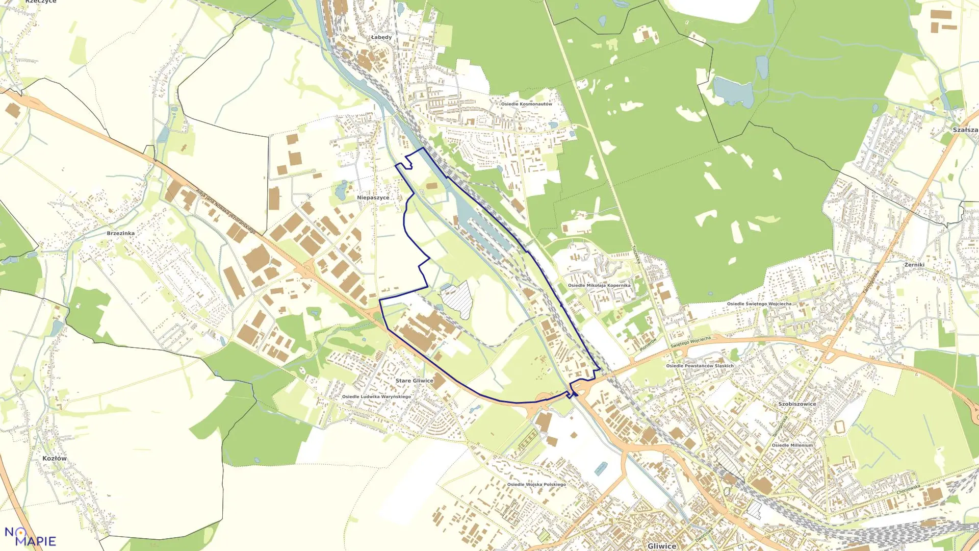 Mapa obrębu Port w mieście Gliwice