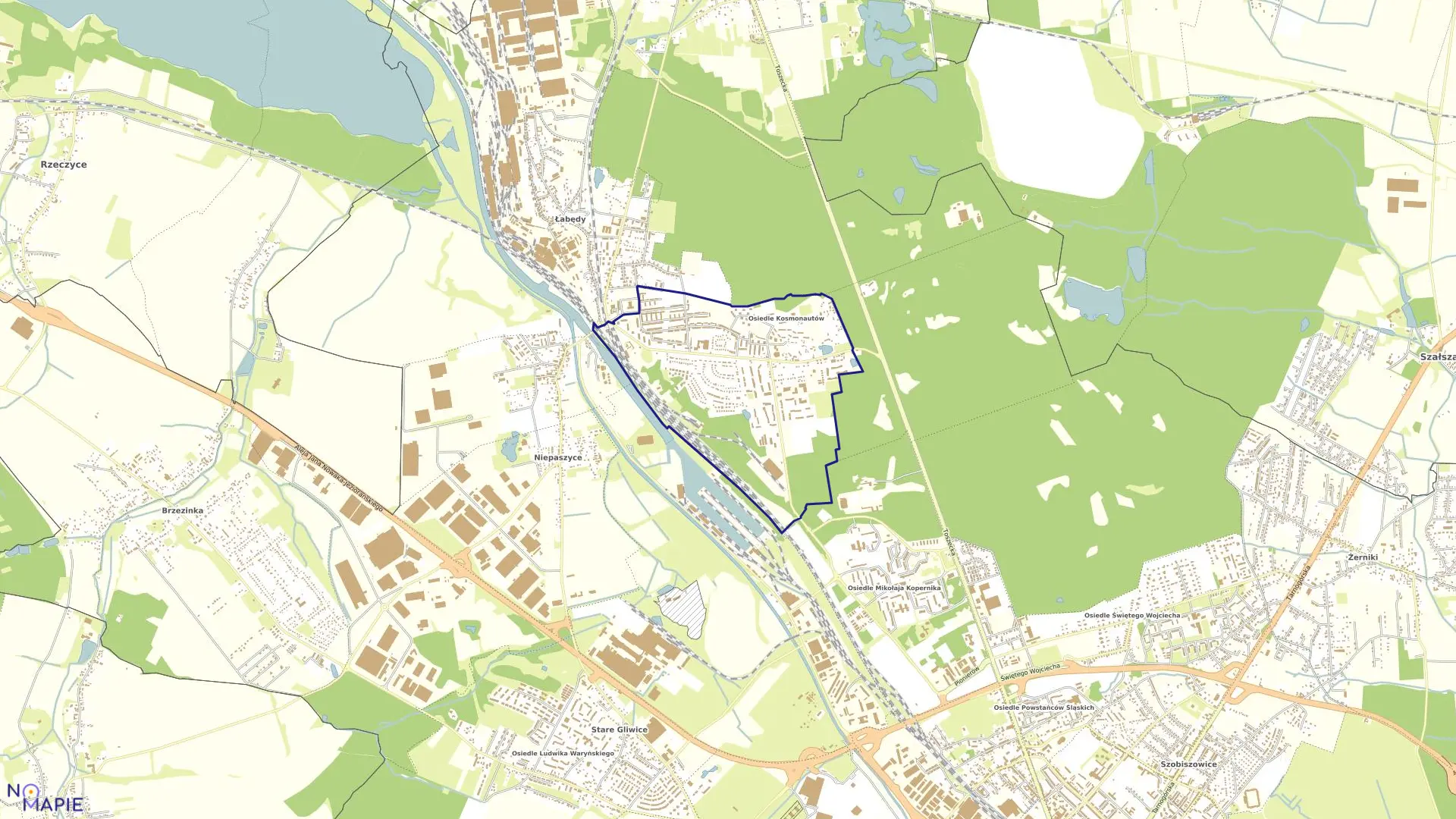 Mapa obrębu Przyszówka w mieście Gliwice